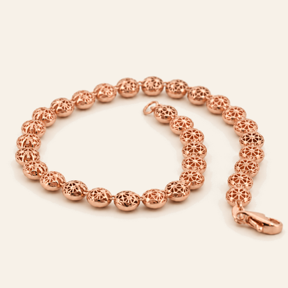18K Gold Round Bead Bracelet — Rose Gold, view 3