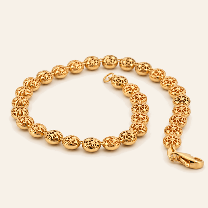 18K Gold Round Bead Bracelet — Yellow Gold, view 3