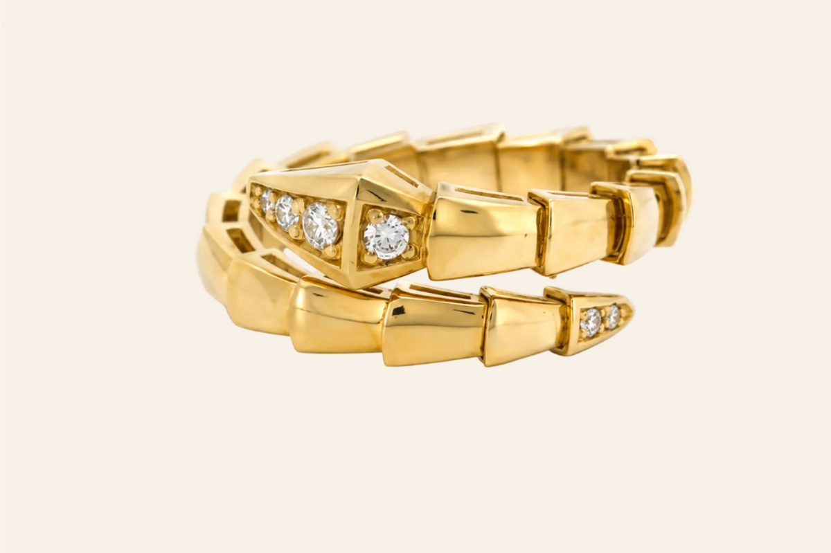 18K Gold Diamond Snake Ring
