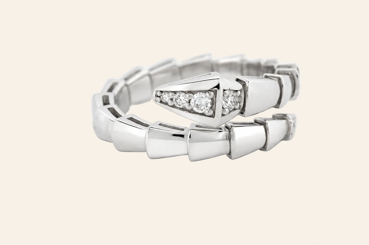 18K Gold Diamond Snake Ring