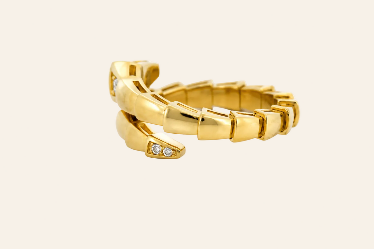 18K Gold Diamond Snake Ring